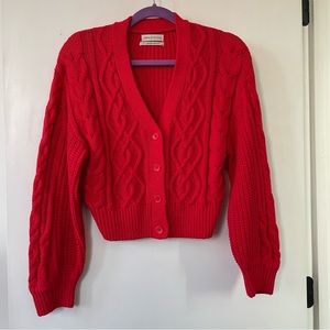 Red Cropped Cardigan